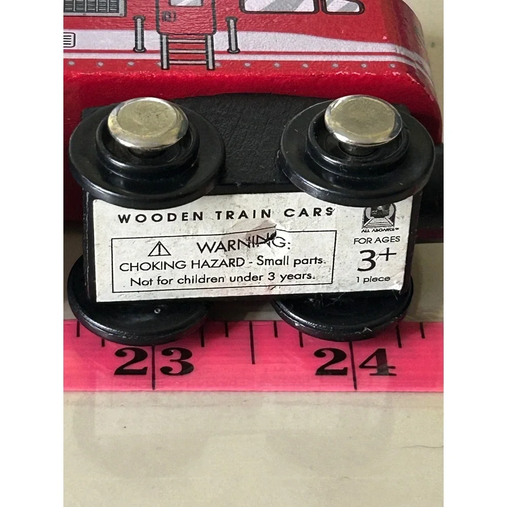 All Aboard Red Express Line Wooden Magnetic Locomotive Train Car Toy